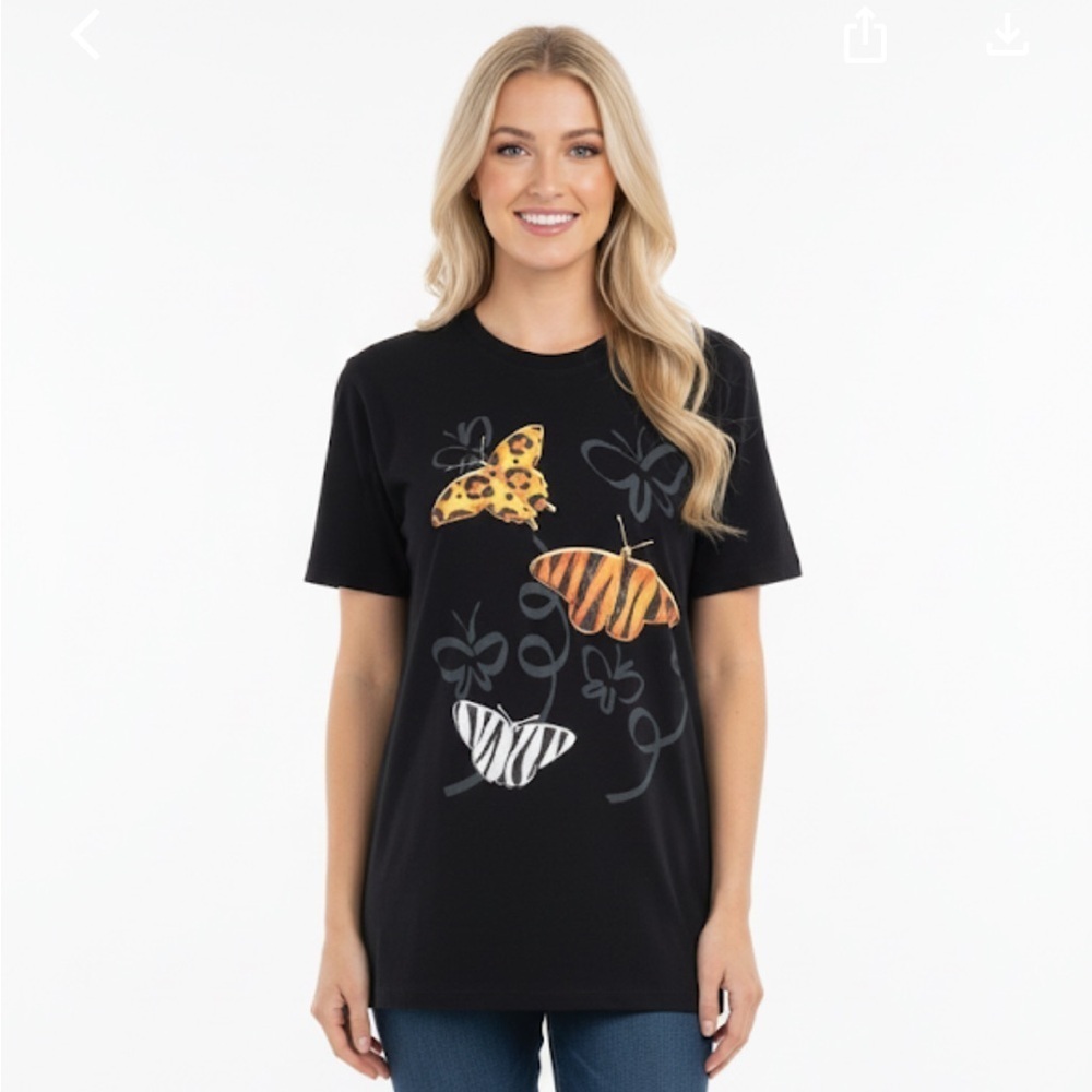 Butterfly print cotton T-shirt size medium